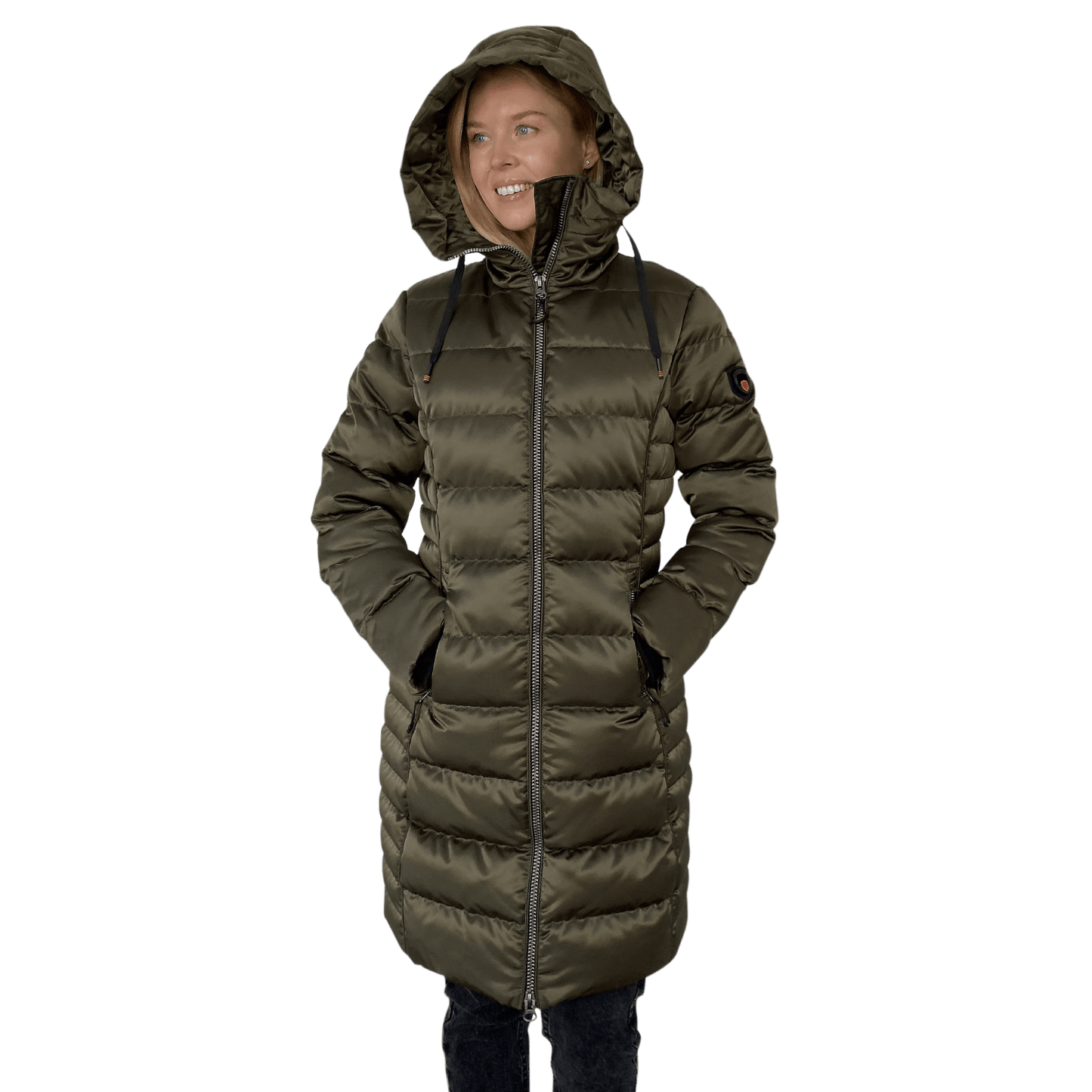 Mid Length Ladies Coat with Faux Fur Lining