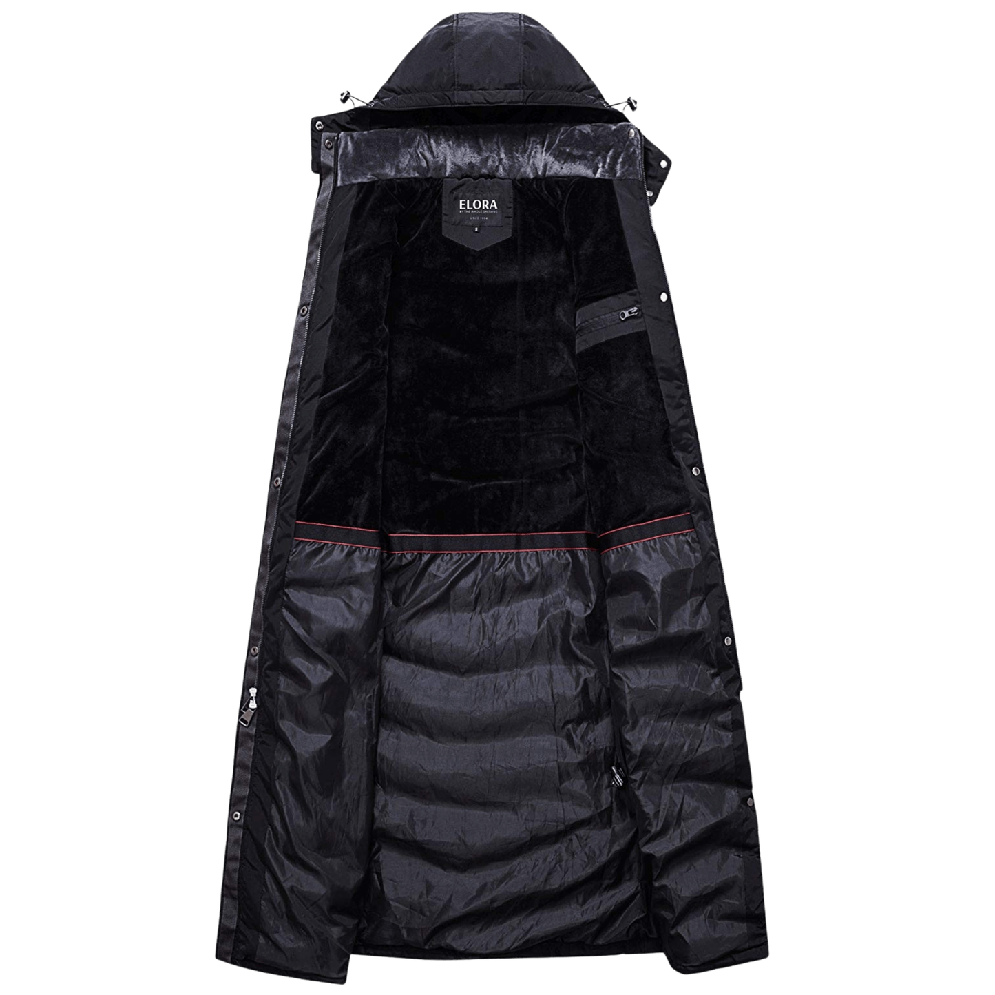 ELORA Women's Full Length Puffer Coat with Hood and Fleece Lining