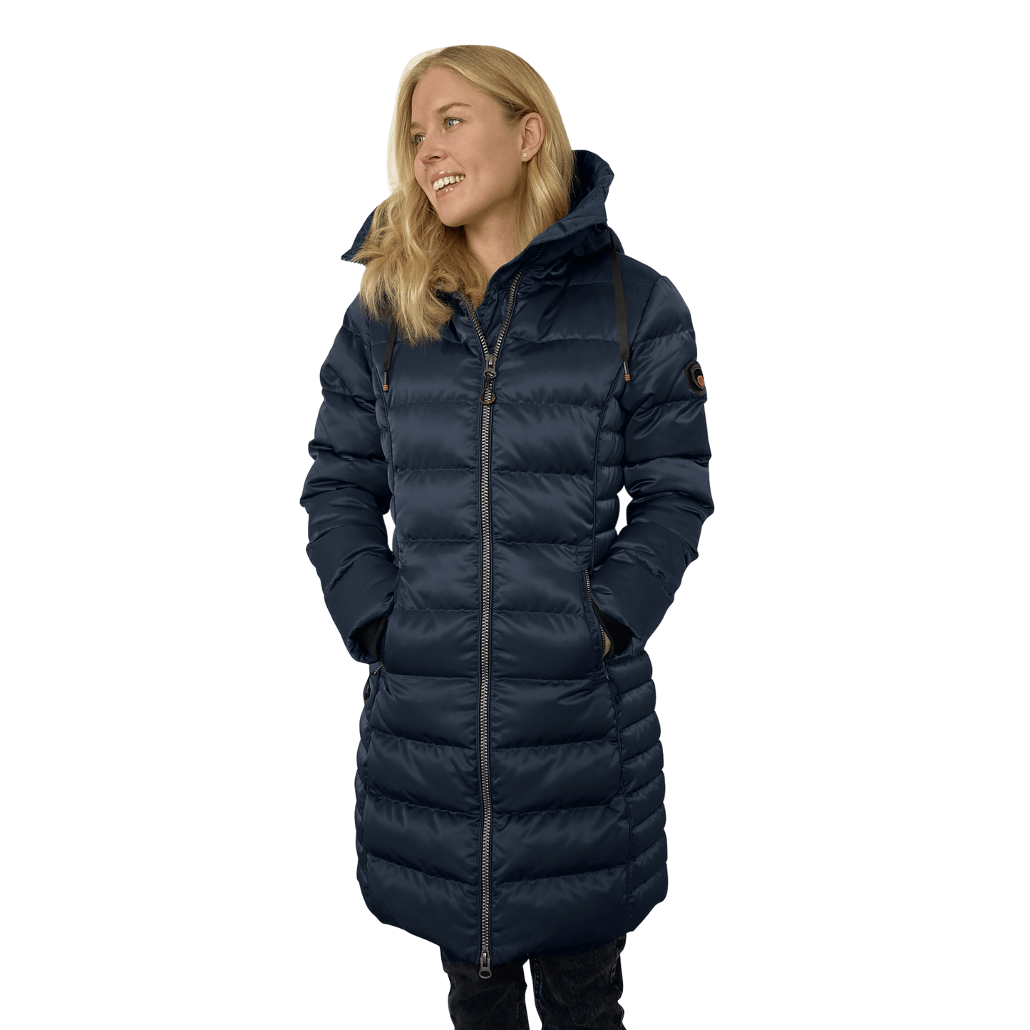 Mid Length Ladies Coat with Faux Fur Lining