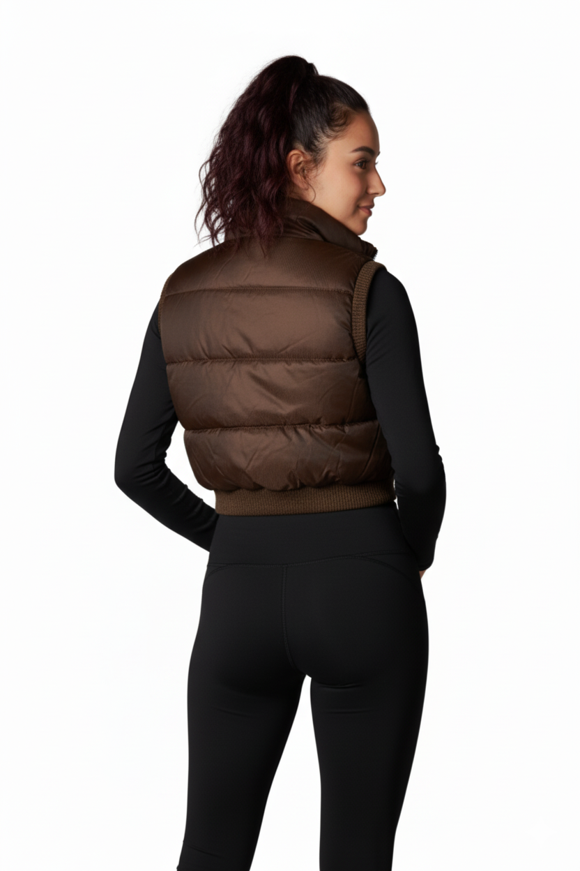 Big Apple Lightweight Vegan Puffer Cropped Vest, Junior Women's