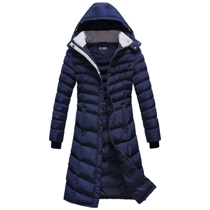 Warm maxi vegan winter coat for women ELORA thermal puffer 40 inch length