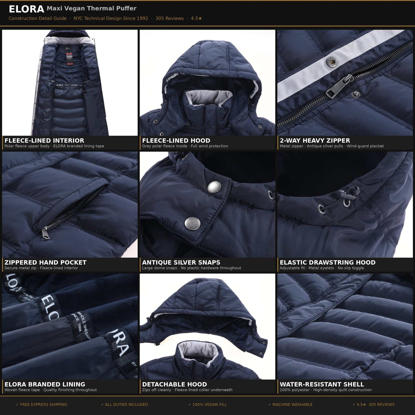 ELORA | Maxi Vegan Thermal Puffer (40" / 102cm)