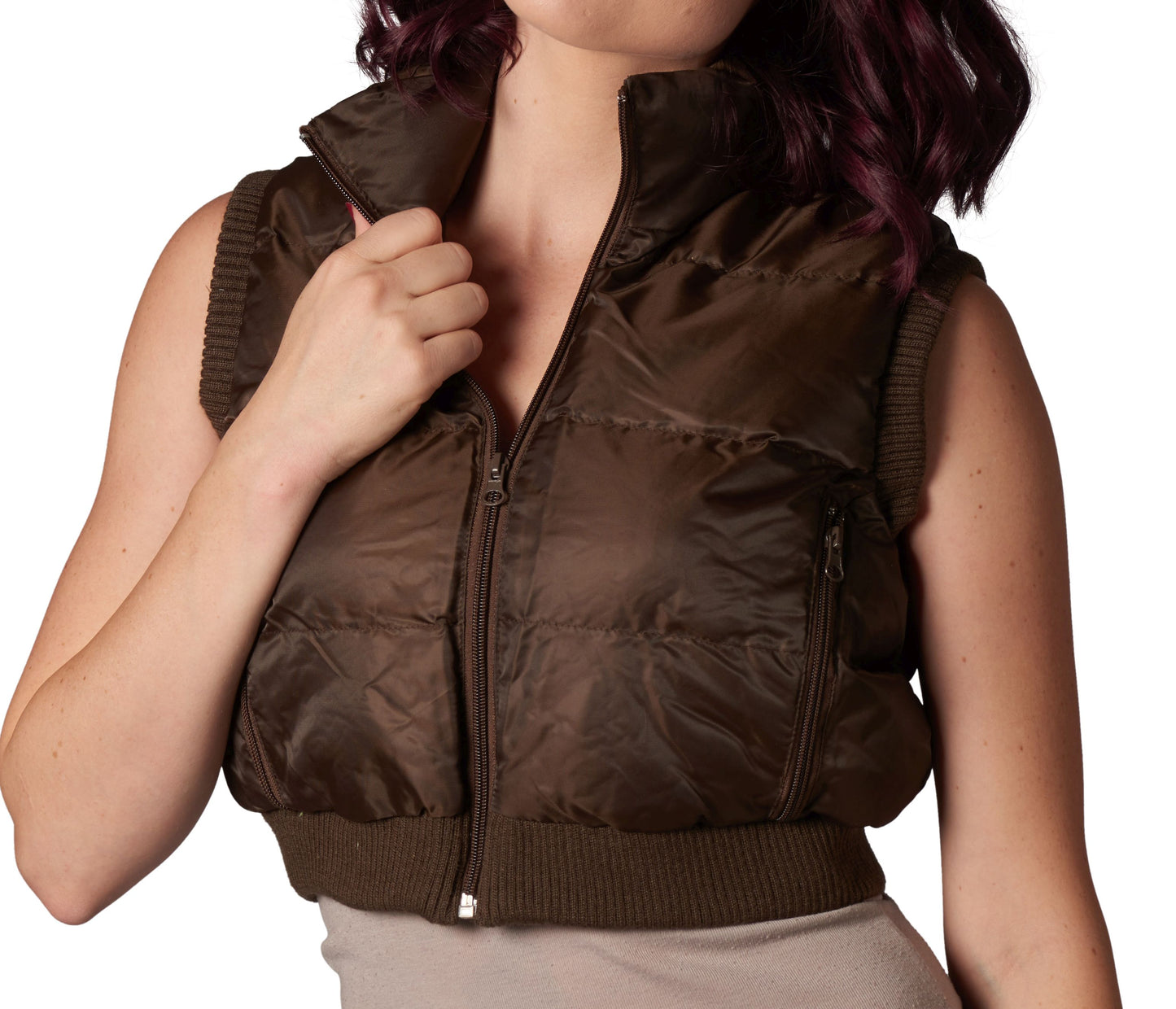 Big Apple Women's Winter Crop Vest Lightweight Sleeveless Warm Outerwear Puffer Vest Padded
