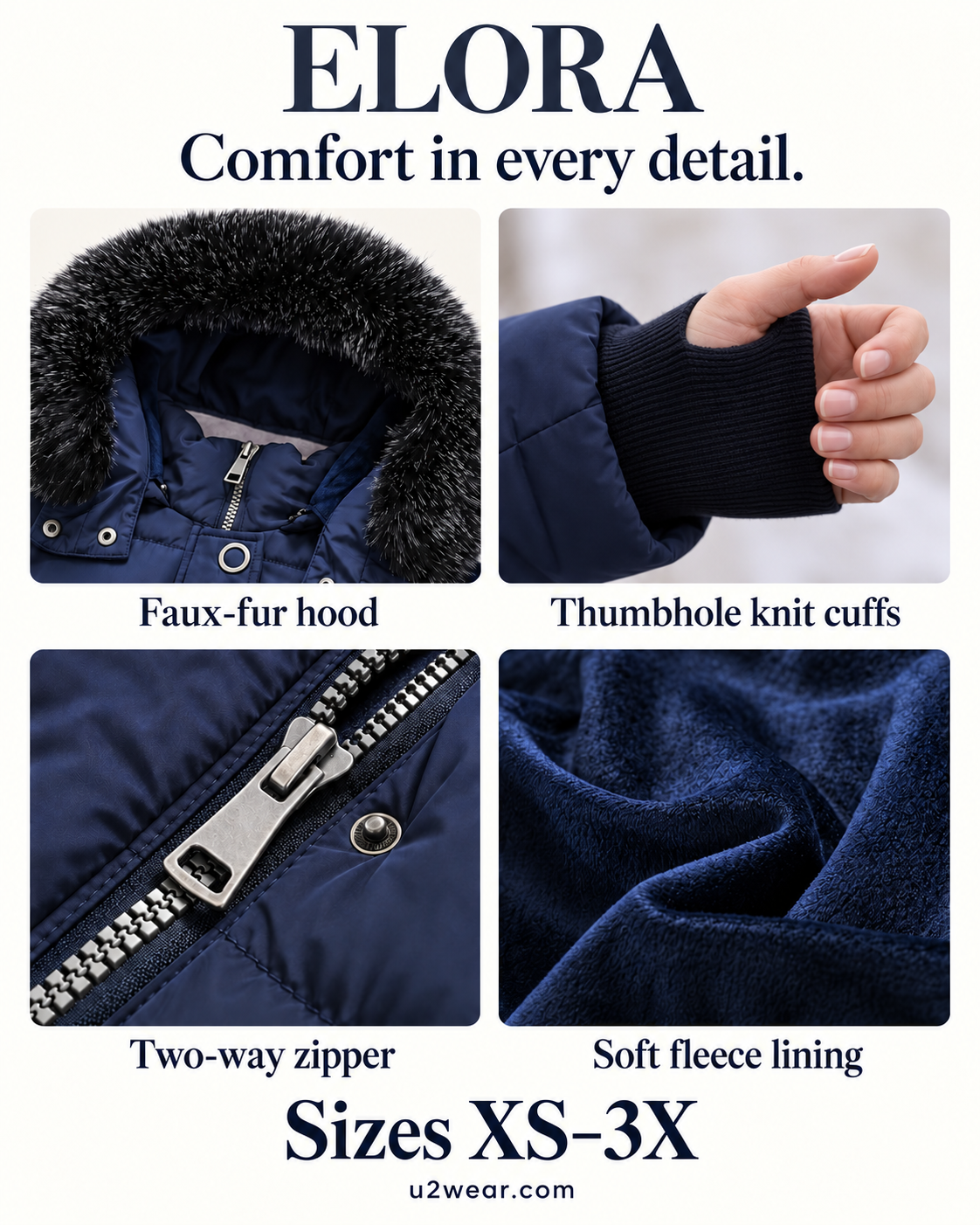 Women's Heavyweight Winter Parka | ELORA Faux-Fur Hood, 7 Pockets