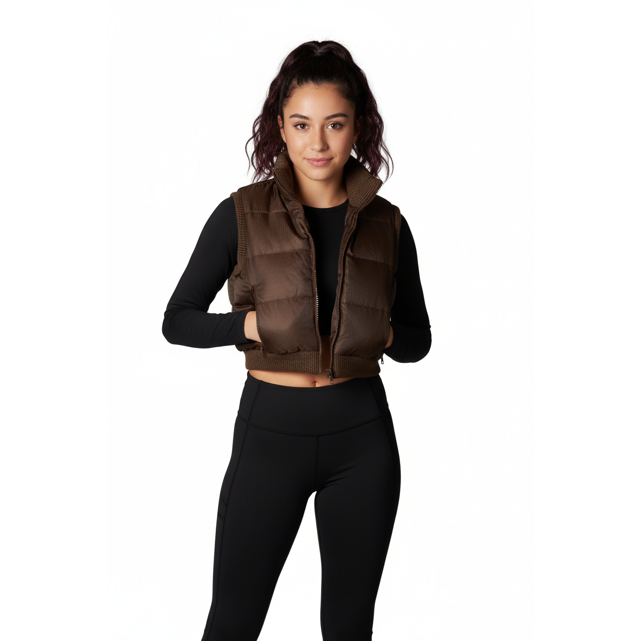 Big Apple Lightweight Vegan Puffer Cropped Vest, Junior Women's