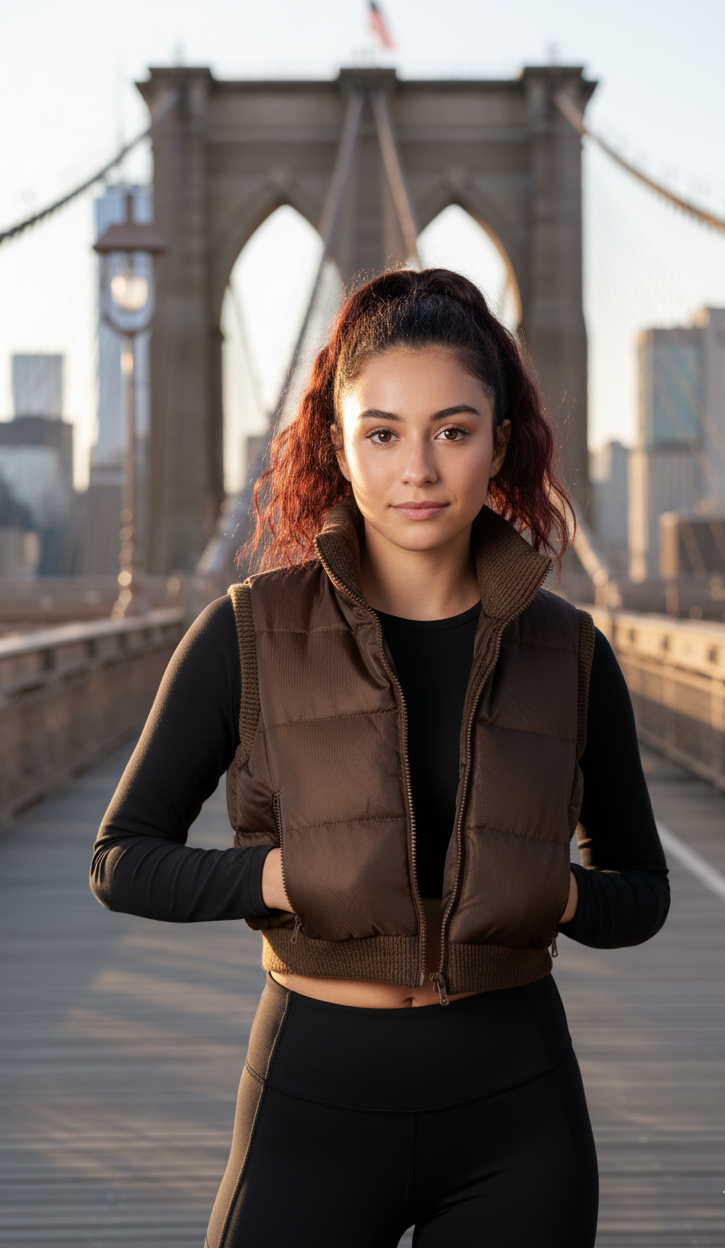 Big Apple Lightweight Vegan Puffer Cropped Vest, Junior Women's