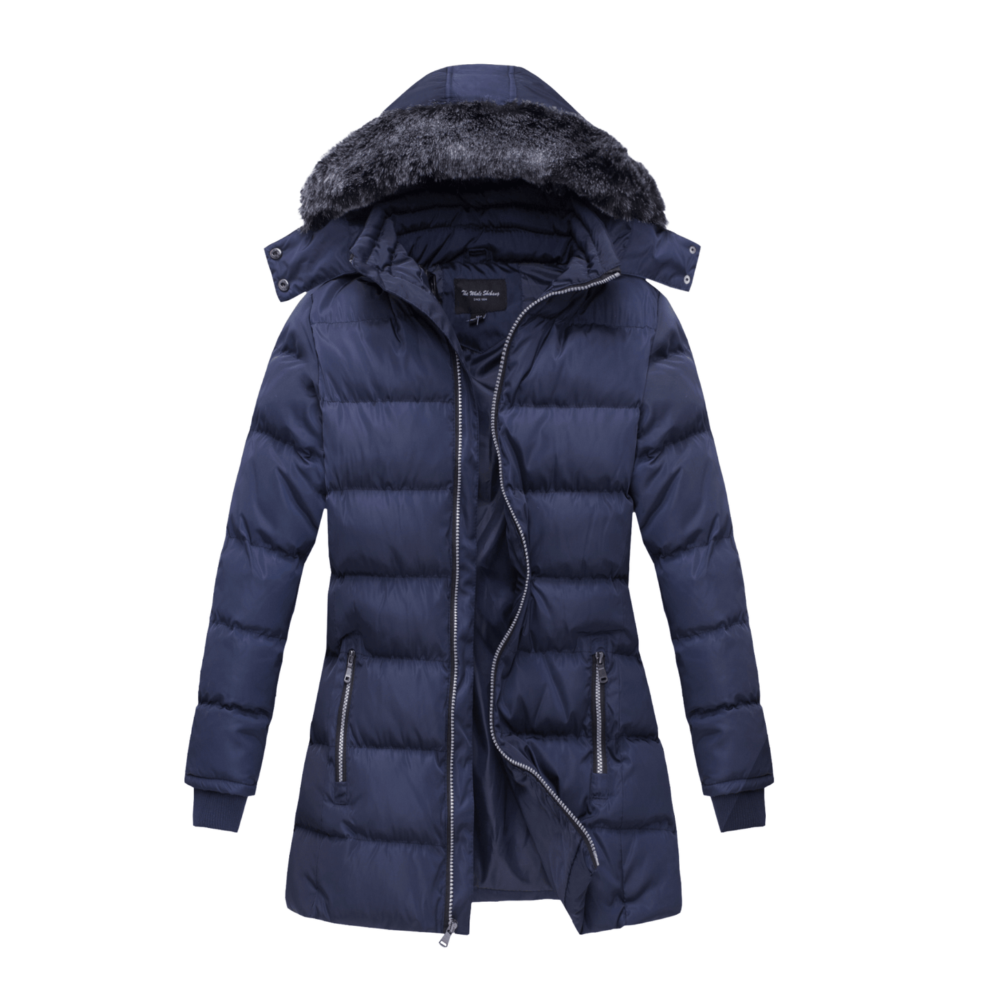 Women's Short Coat Puffer with Faux-Fur Detachable Hood