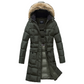 ELORA Women's Winter Vegan Down Puffer Parka Mid Length Cargo Seven Pocket Coat Faux-Fur Trim