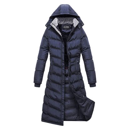 ELORA Women's  Full Length Puffer Coat with Hood and Fleece Lining