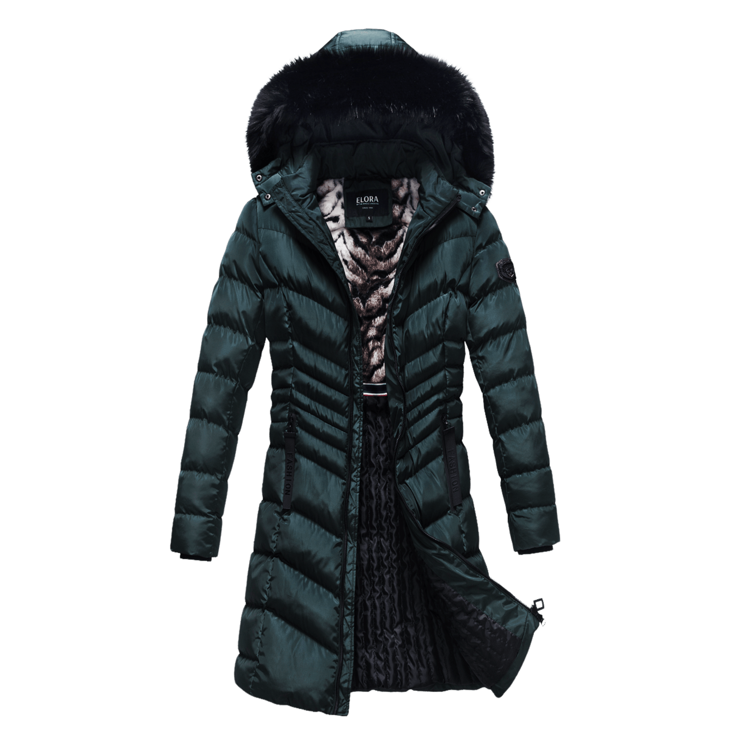 Women's Winter Coat Long and Slimming Warm Parka Jacket with Removable Faux Fur Hoodie,