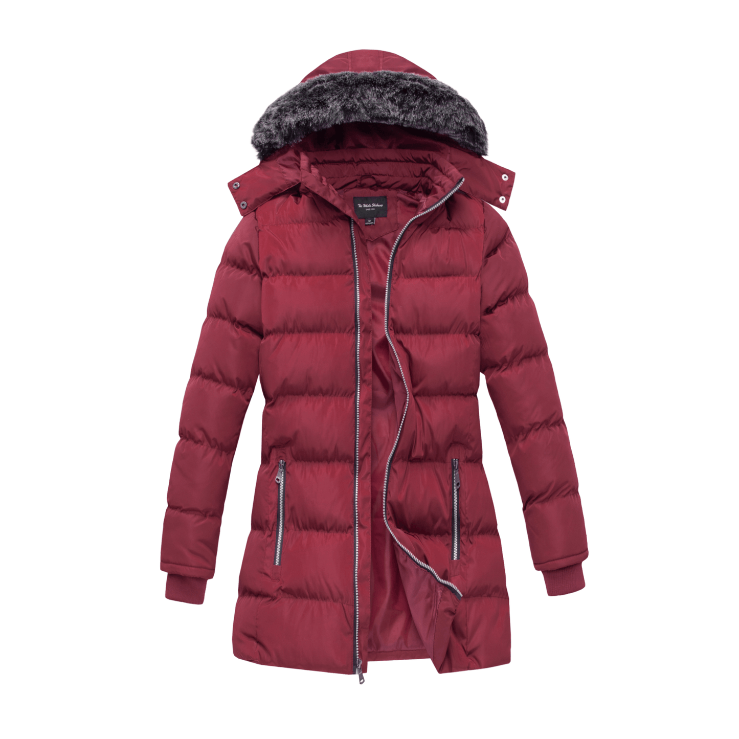 Women's Short Coat Puffer with Faux-Fur Detachable Hood