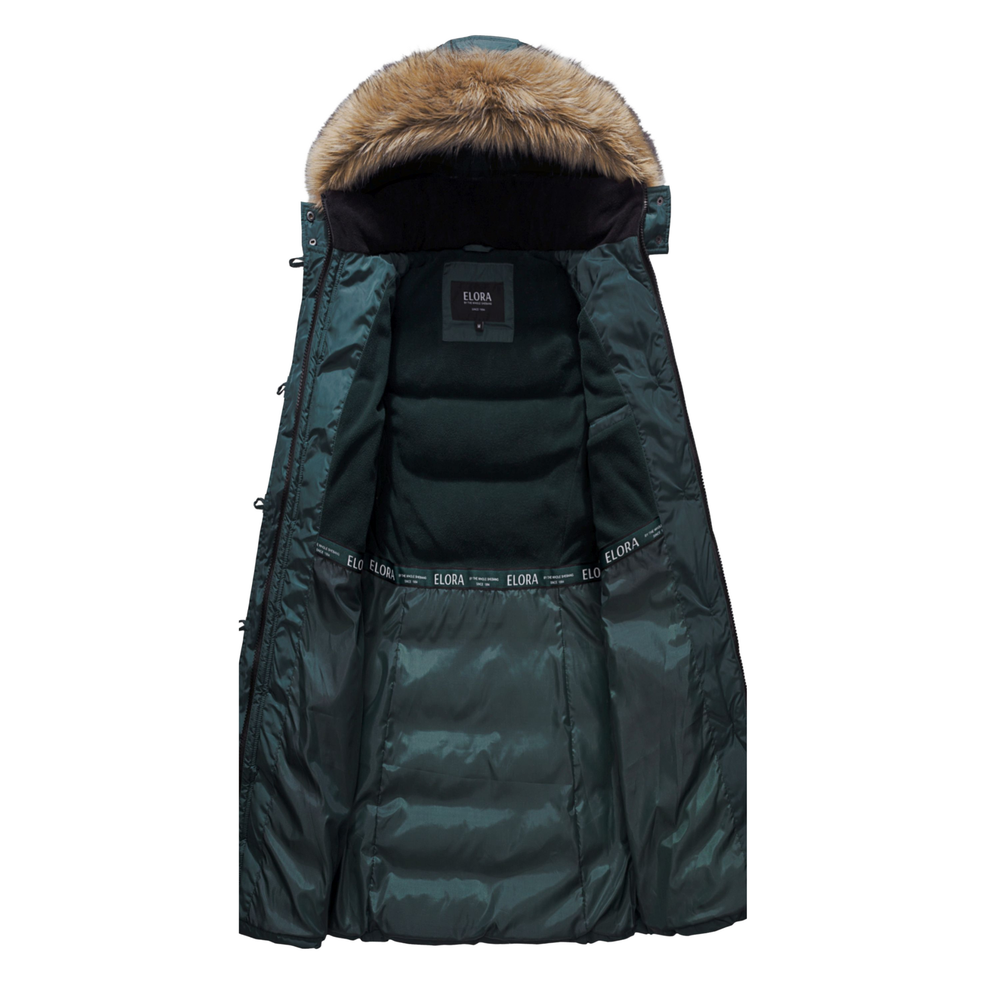 ELORA Women's Winter Vegan Down Puffer Parka with Detachable Fur Trim Hood