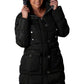 ELORA Women's Winter Vegan Down Puffer Parka Mid Length Cargo Seven Pocket Coat Faux-Fur Trim