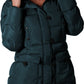 ELORA Women's Winter Vegan Down Puffer Parka Mid Length Cargo Seven Pocket Coat Faux-Fur Trim