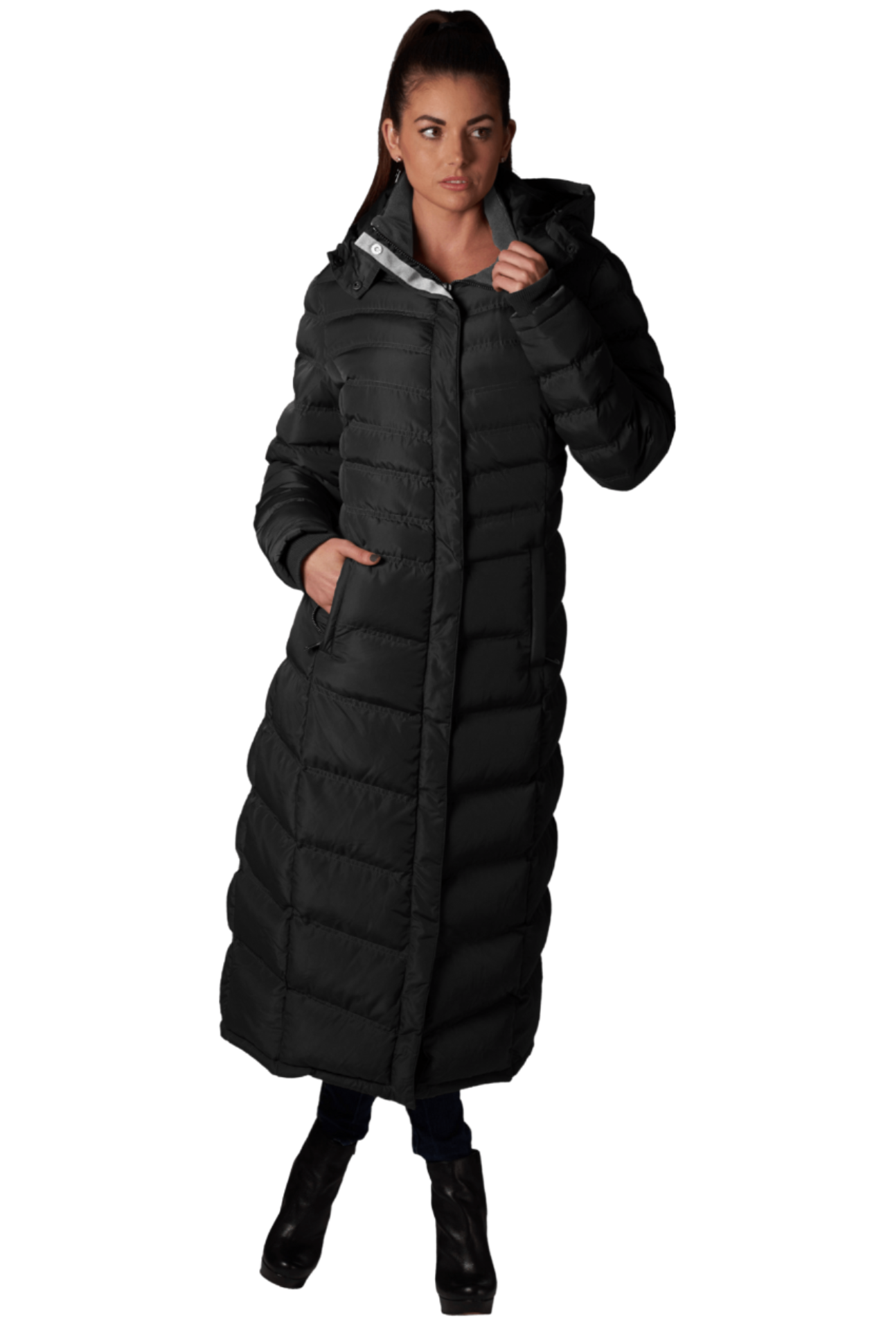 Women's Full Length Fleece Lined Puffer Long Coat with