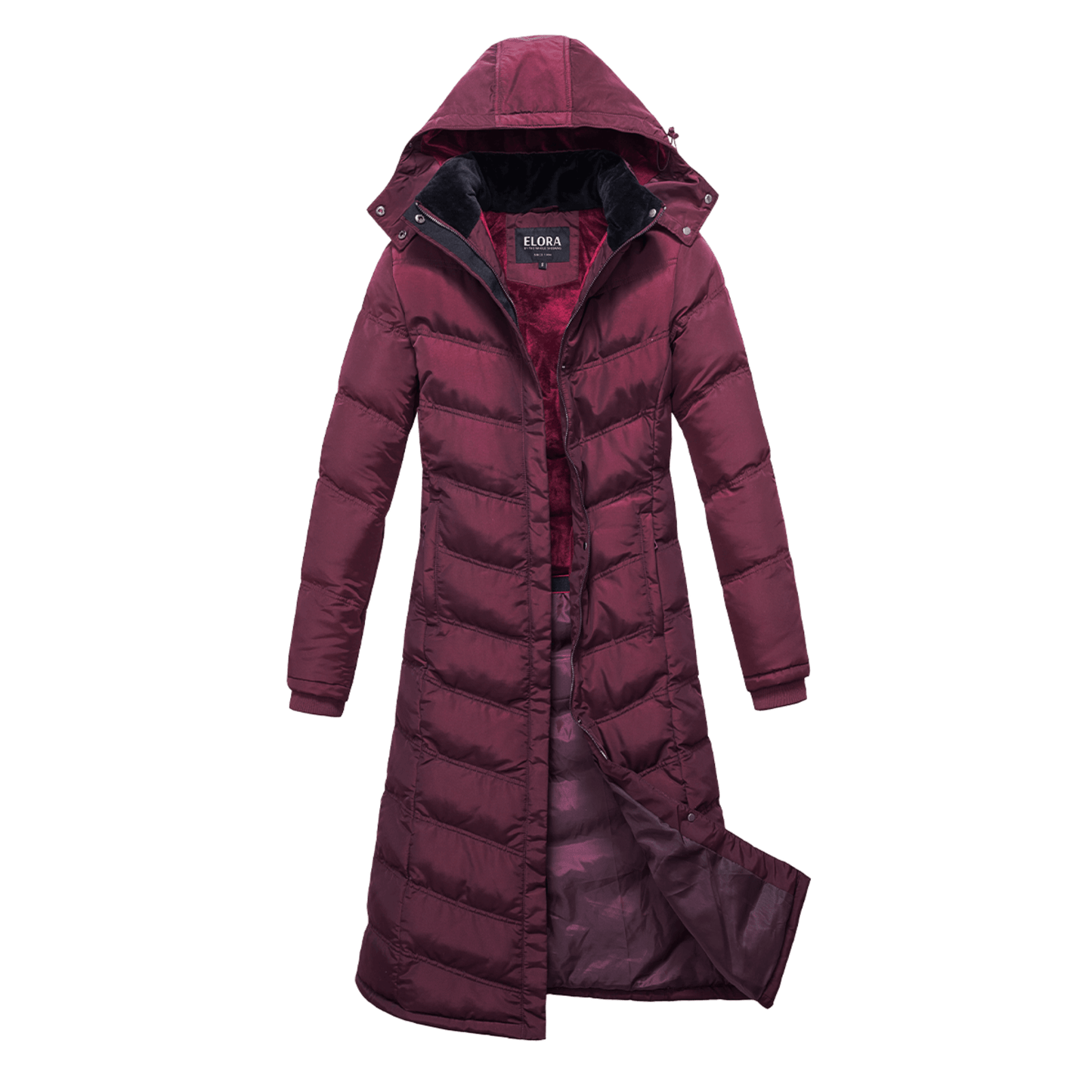 ELORA Heavyweight Women's Water Resistant Puffer Winter Full-Length Coat with Hood and Fleece Lining
