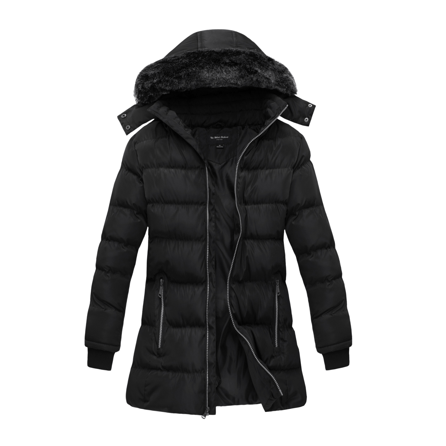 Women's Short Coat Puffer with Faux-Fur Detachable Hood