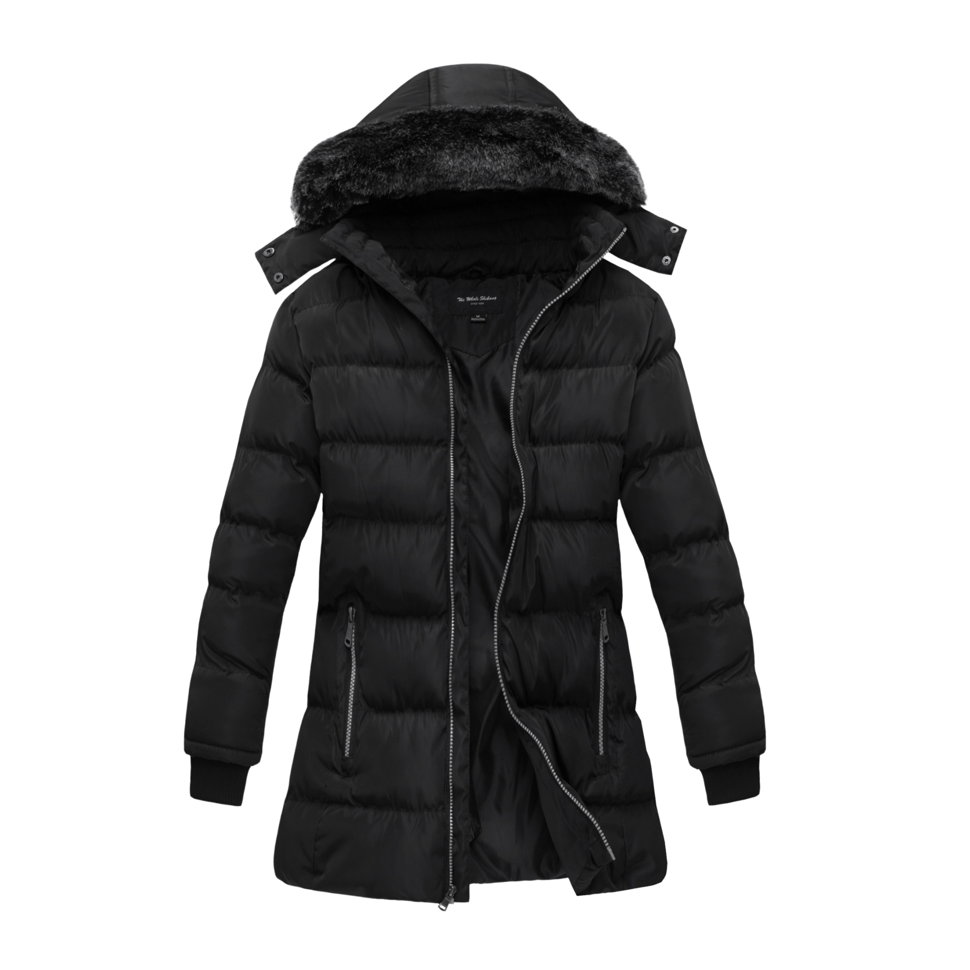 Women's Warm Winter Coat Short Puffer Faux-Fur Hood, Winter coat