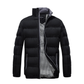 Mens puffer Jacket with checkered lining, water-resistant, and zip closure.