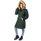 Mid Length Women Winter Coat with Fleece Lining and Fur Trim Hood