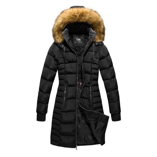 BLACK Mid Length Womens Winter Coat
