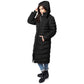 Elora Maxi Puffer: Women's warm vegan winter coat with hood and zippered pockets.