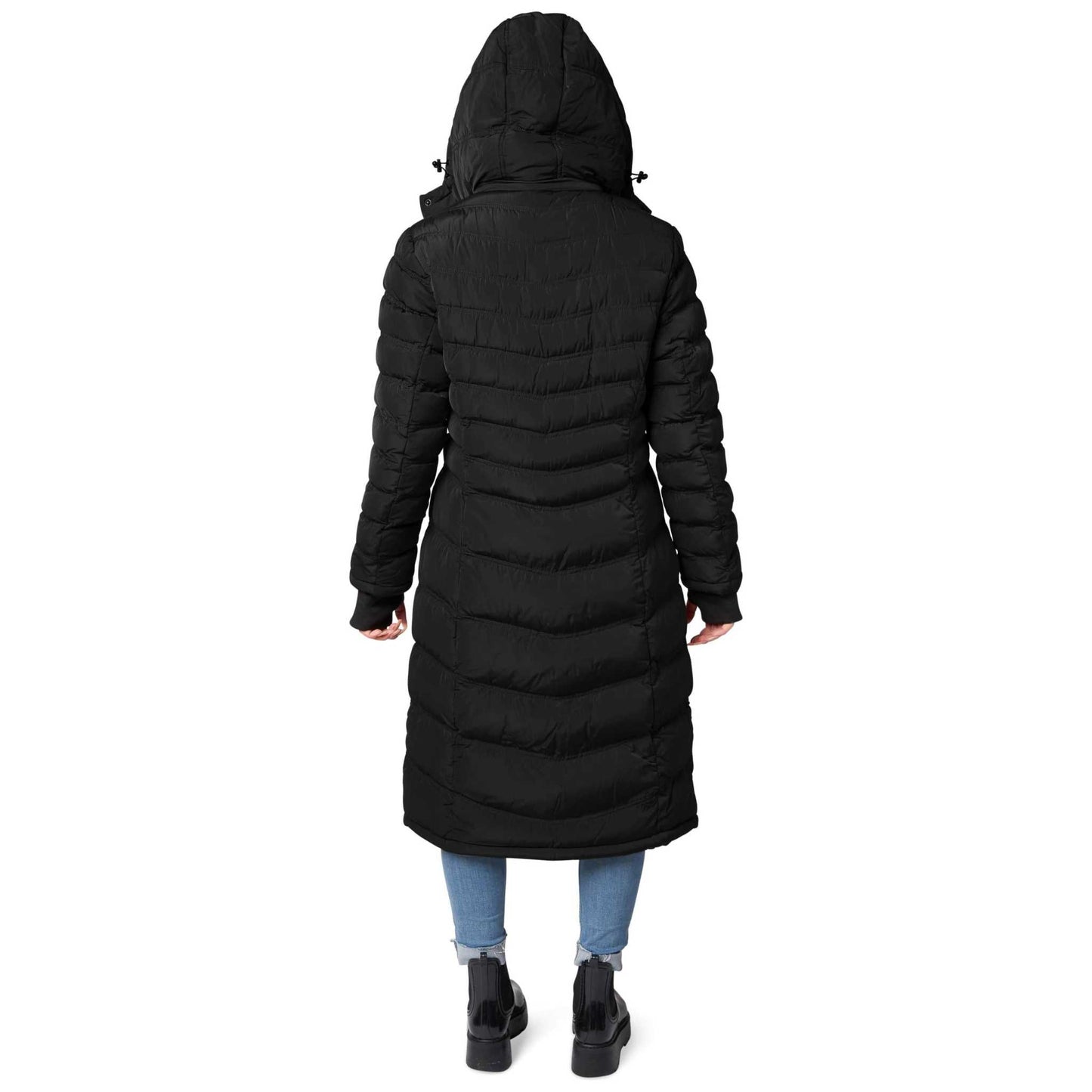 Women's Maxi Coat - Water-Resistant, Polar Fleece Lined, and Detachable Hood