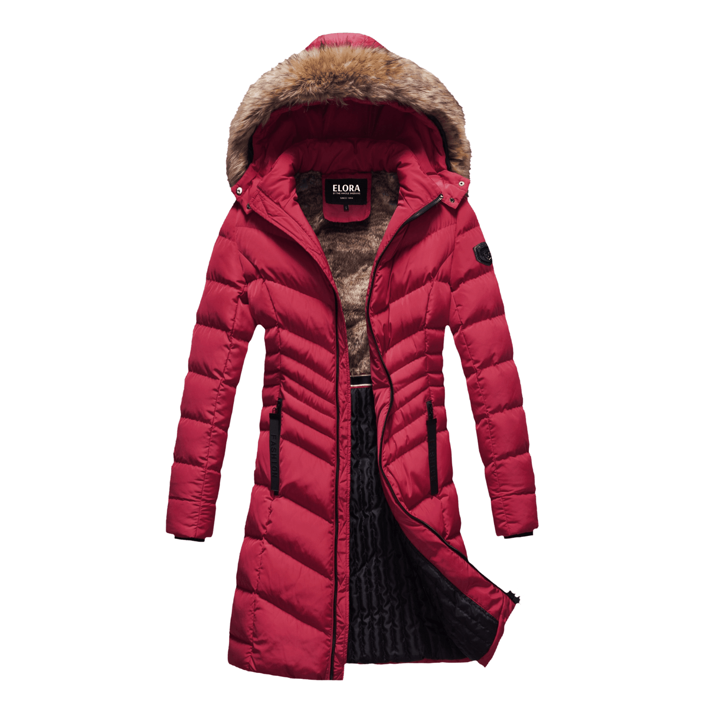 Women's Winter Coat Long and Slimming Warm Parka Jacket with Removable Faux Fur Hoodie,