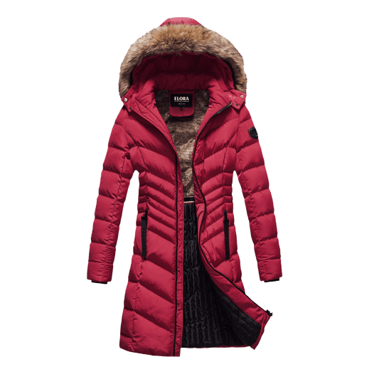 Women's Winter Coat Long and Slimming Warm Parka Jacket with Removable Faux Fur Hoodie,