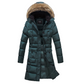 ELORA Women's Winter Vegan Down Puffer Parka Mid Length Cargo Seven Pocket Coat Faux-Fur Trim