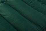 Actual Hunter Green ELORA 7609-8 parka outer fabric and horizontal quilted stitching.